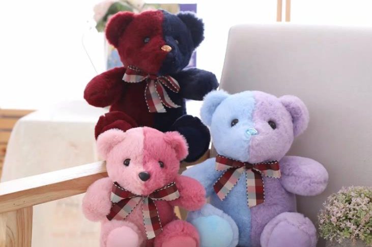 Colorful two-tone teddy bear toy (2)