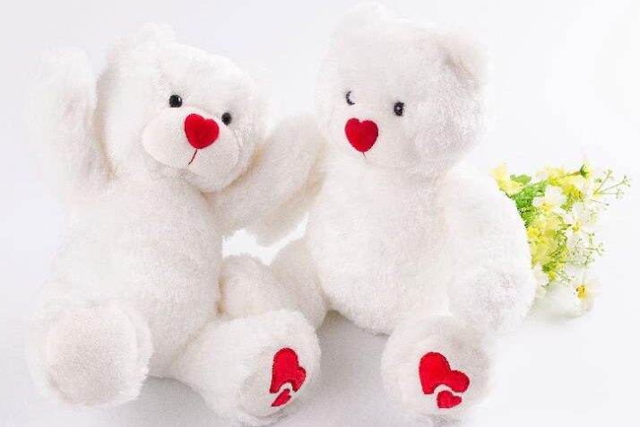 Embroidery love white teddy bear toy (4)