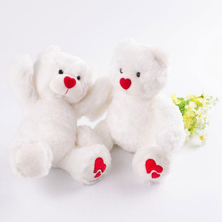 Embroidery love white teddy bear toy (4)