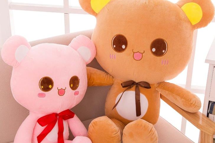 Pink and brown two plush teddy bears (3)