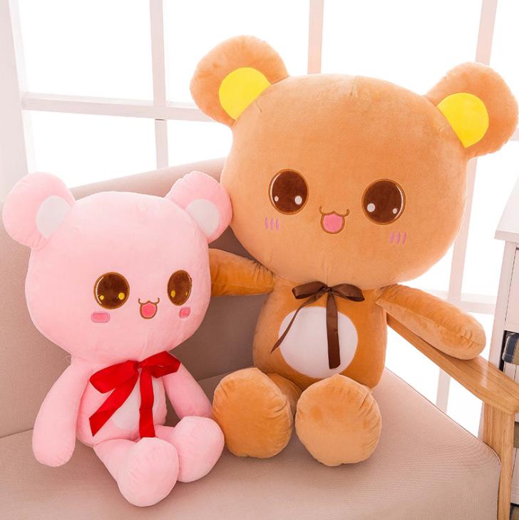 Pink and brown two plush teddy bears (3)
