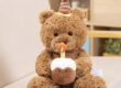 Birthday hat teddy bear plush toy with cake – cute gift for girlfriend and kids