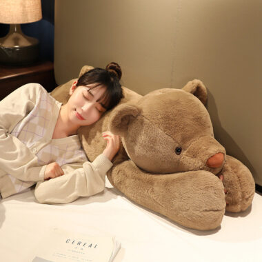  Lying teddy bear pillow plush toy – cute panda and white bear doll for sleep