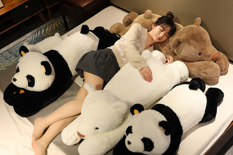 Cute Lying Teddy Bear Pillow – Large Plush Panda and White Bear Doll for Girls (7) Lying teddy bear pillow plush toy – cute panda and white bear doll for sleep