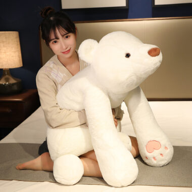  Lying teddy bear pillow plush toy – cute panda and white bear doll for sleep