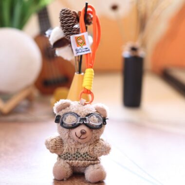 Sweater Teddy Bear Keychain Plush Toy with Pilot Hat