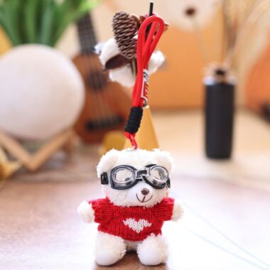 Sweater Teddy Bear Keychain Plush Toy with Pilot Hat