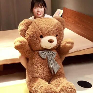 Cute Big Teddy Bear Plush Toy – Bubble Bear Hugging Sleep Companion

