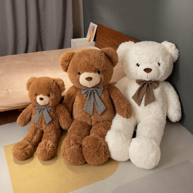 Cute Big Teddy Bear Plush Toy – Bubble Bear Hugging Sleep Companion


