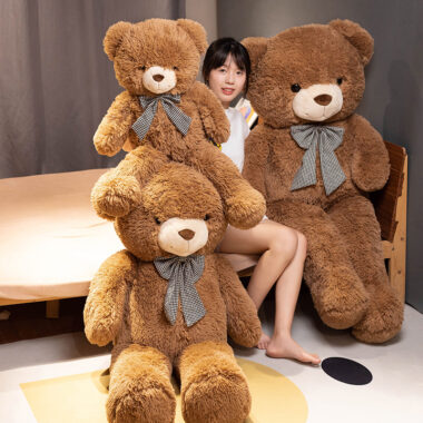 Cute Big Teddy Bear Plush Toy – Bubble Bear Hugging Sleep Companion

