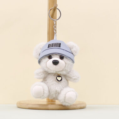  Cute teddy bear plush keychain with cartoon hat