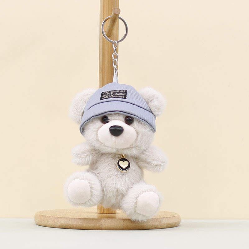 Cute teddy bear plush keychain with cartoon hat