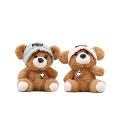  Cute teddy bear plush keychain with cartoon hat