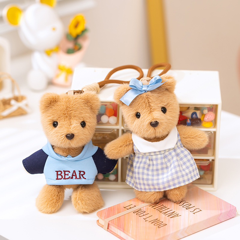 Cute teddy bear plush keychain bag charm for girls and couples