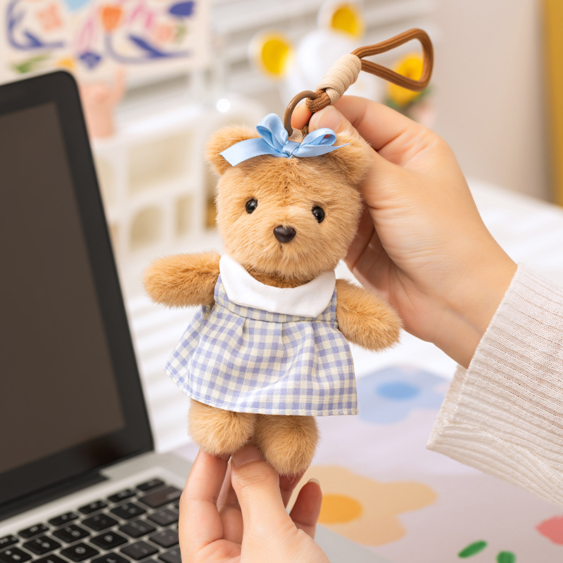 Cute teddy bear plush keychain bag charm for girls and couples