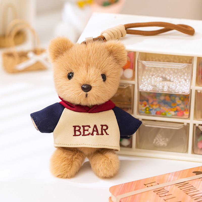 Cute teddy bear plush keychain bag charm for girls and couples