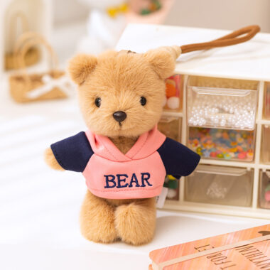 Cute teddy bear plush keychain bag charm for girls and couples