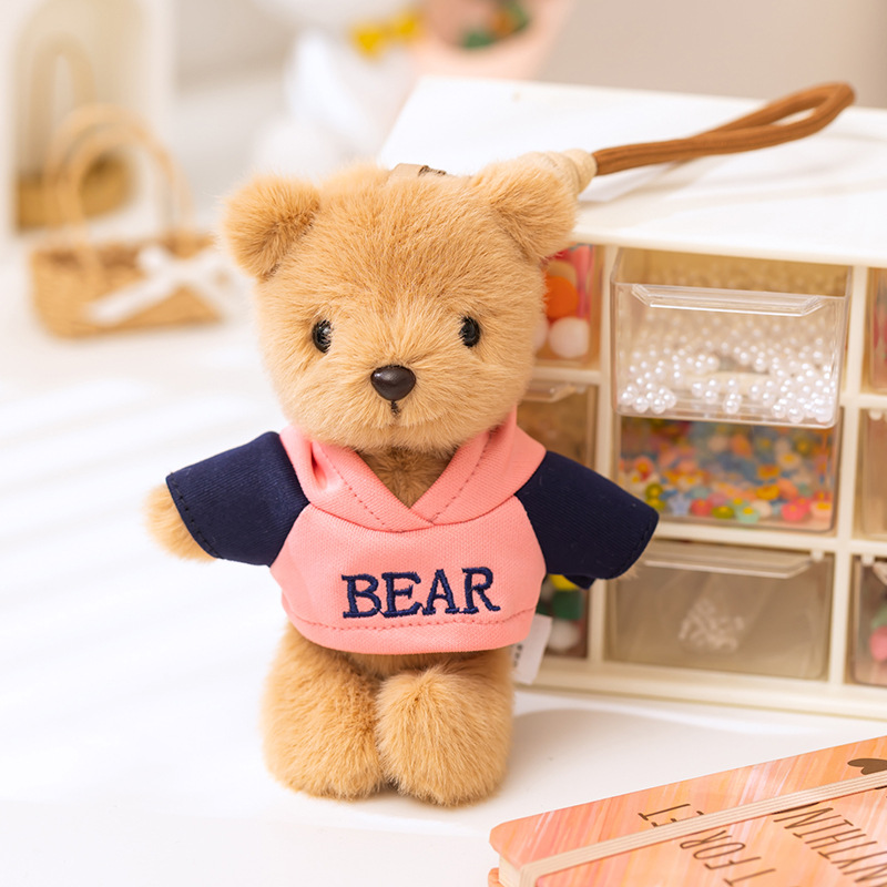 Cute teddy bear plush keychain bag charm for girls and couples