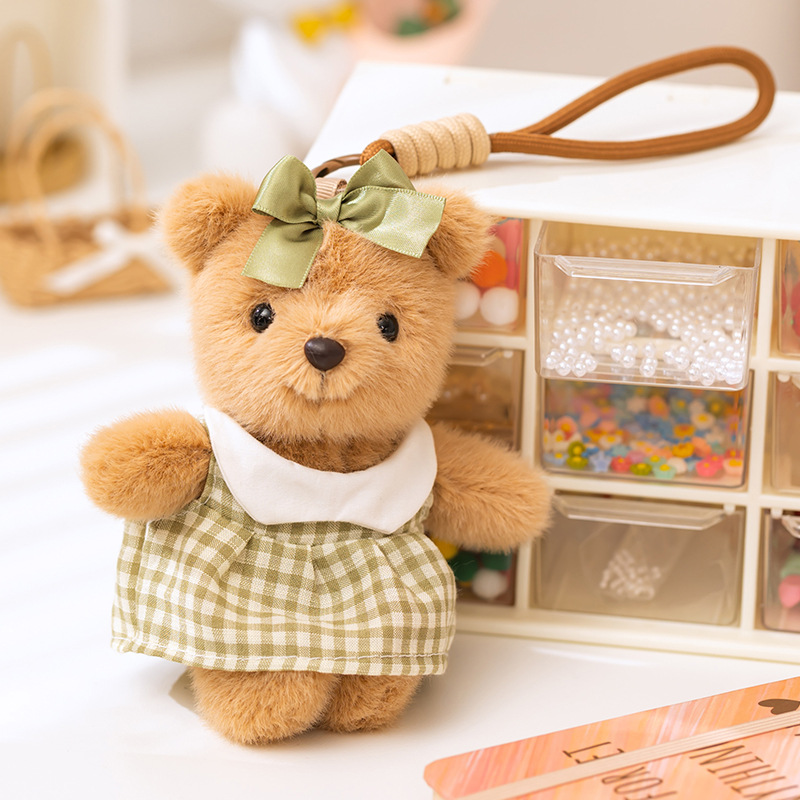 Cute teddy bear plush keychain bag charm for girls and couples