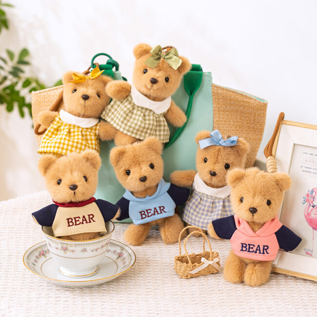 Cute teddy bear plush keychain bag charm for girls and couples