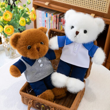 Graduation teddy bear plush toy in school uniform for students