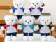 Graduation teddy bear plush toy in school uniform for students