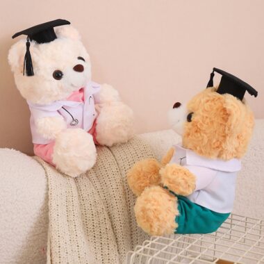 Graduation teddy bear plush in white – student doctor nurse bear doll gift