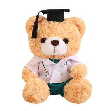 Graduation teddy bear plush in white – student doctor nurse bear doll gift