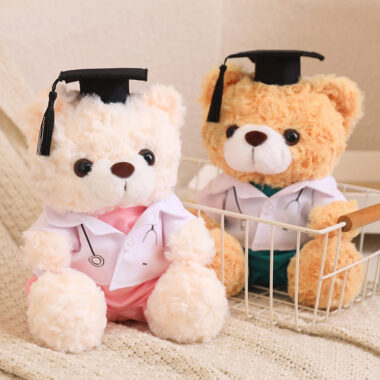 Graduation teddy bear plush in white – student doctor nurse bear doll gift