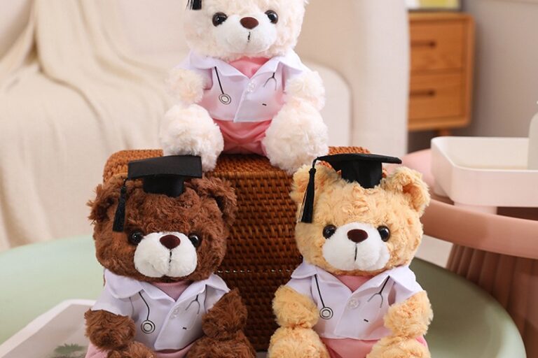 Graduation Teddy Bear Plush Toy – White Bear Doctor Nurse Student Gift Doll (8) Graduation teddy bear plush in white – student doctor nurse bear doll gift
