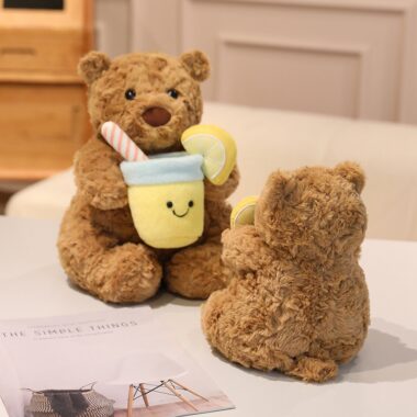 Jellycat Coral Coconut Bear Plush Toy with Lemon Soda Theme