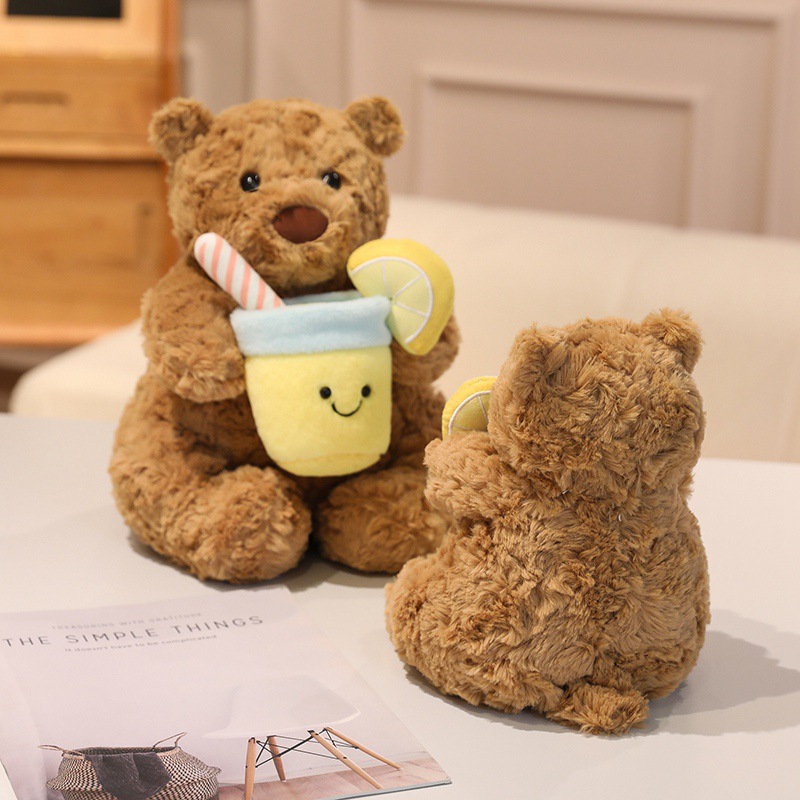 Jellycat Summer Coral Coconut Bear Plush Toy – Lemon Soda Barcelona Bear Doll (3) Jellycat Coral Coconut Bear Plush Toy with Lemon Soda Theme