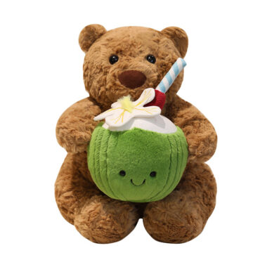 Jellycat Coral Coconut Bear Plush Toy with Lemon Soda Theme
