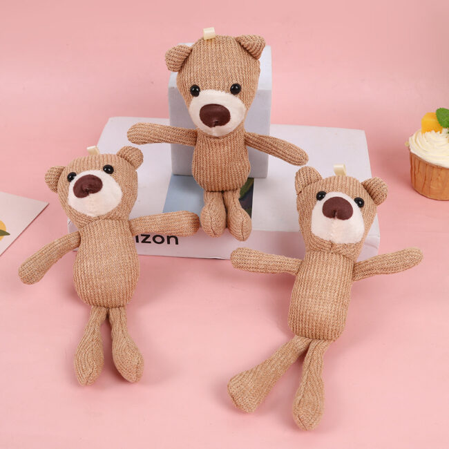 Mini teddy bear keychain plush – cute small bear for bag or hoodie accessory