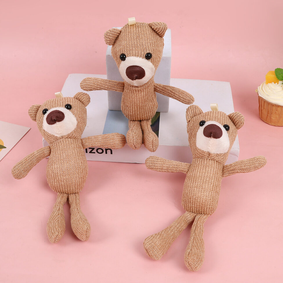 Mini teddy bear keychain plush – cute small bear for bag or hoodie accessory