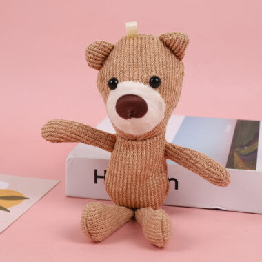Mini teddy bear keychain plush – cute small bear for bag or hoodie accessory