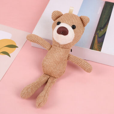 Mini teddy bear keychain plush – cute small bear for bag or hoodie accessory