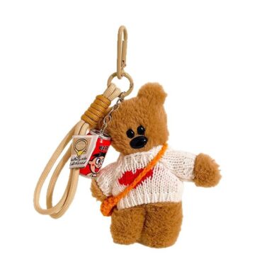 Mr. Bean teddy bear keychain plush toy backpack pendant for kids