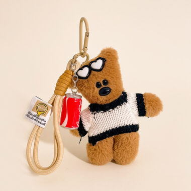 Mr. Bean teddy bear keychain plush toy backpack pendant for kids
