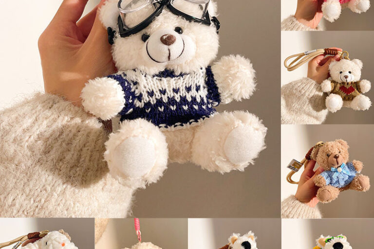 Mr. Bean Teddy Bear Plush Keychain – Cute Backpack Pendant Gift for Kids (7) Mr. Bean teddy bear keychain plush toy backpack pendant for kids