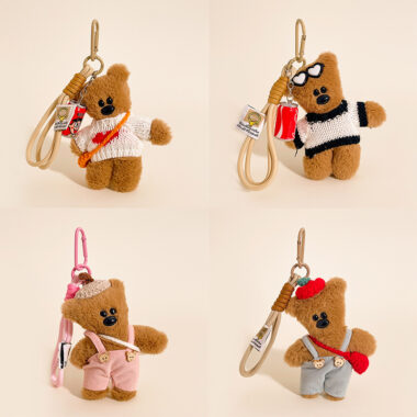 Mr. Bean teddy bear keychain plush toy backpack pendant for kids