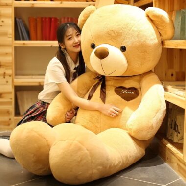 Large scarf teddy bear plush toy – cuddly soft stuffed bear gift for girls