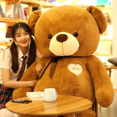 Large scarf teddy bear plush toy – cuddly soft stuffed bear gift for girls