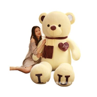 Large scarf teddy bear plush toy – cuddly soft stuffed bear gift for girls