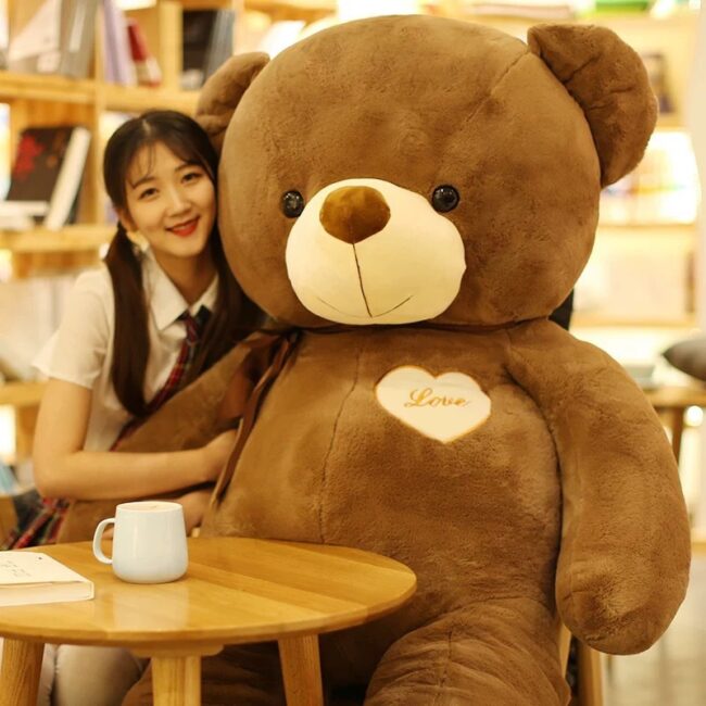 Large scarf teddy bear plush toy – cuddly soft stuffed bear gift for girls