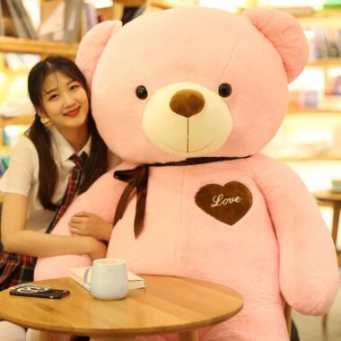 Large scarf teddy bear plush toy – cuddly soft stuffed bear gift for girls