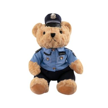 Police and firefighter teddy bear plush doll in soft uniform