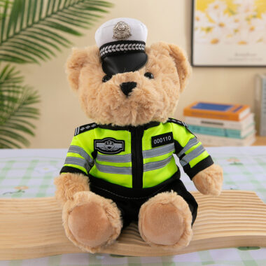 Police and firefighter teddy bear plush doll in soft uniform