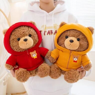  Sweater teddy bear plush toy sleeping pillow for girls' birthday gift