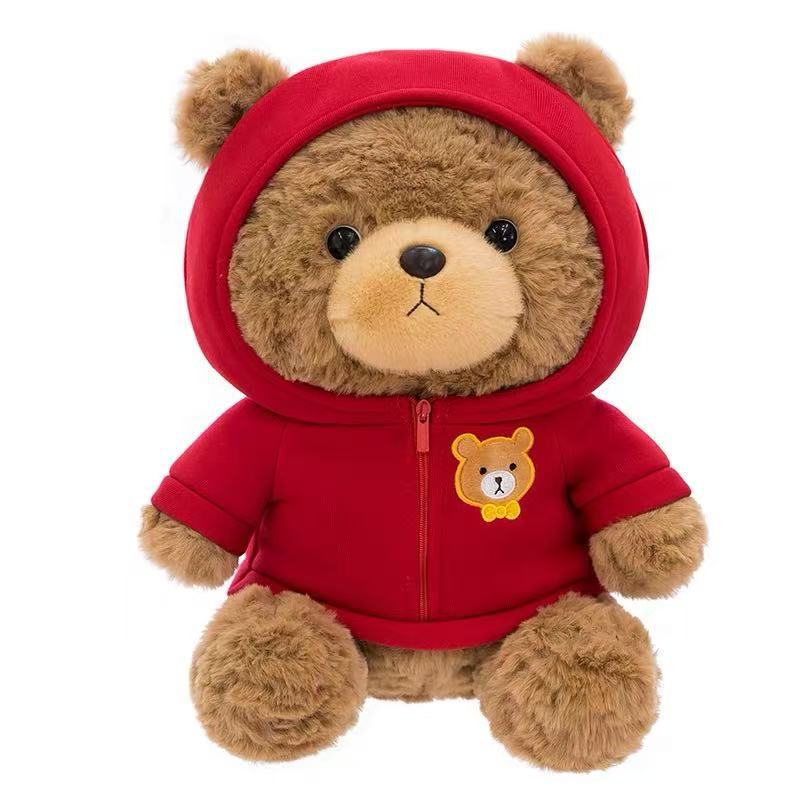 Sweater teddy bear plush toy sleeping pillow for girls' birthday gift